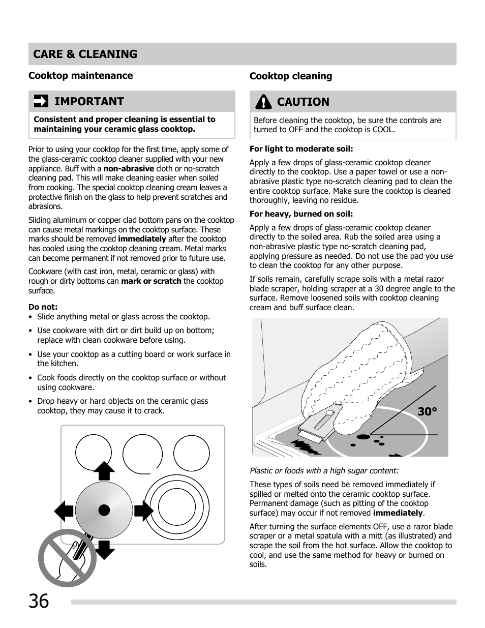 Care & cleaning, Important caution | FRIGIDAIRE FGEF3055MF User Manual | Page 36 / 44