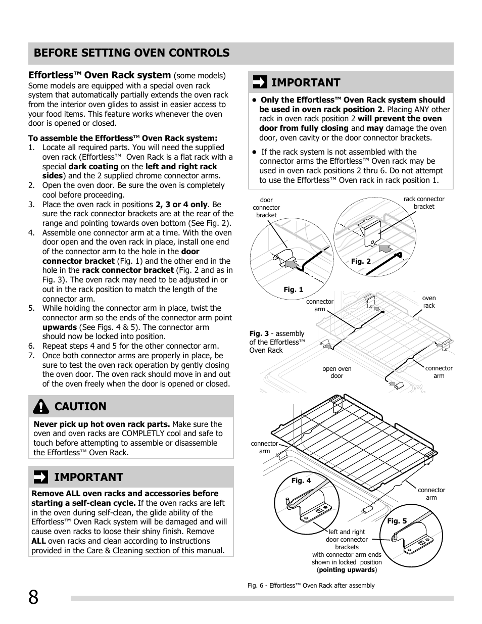 Before setting oven controls, Important, Caution | FRIGIDAIRE FGEF3055MF User Manual | Page 8 / 44