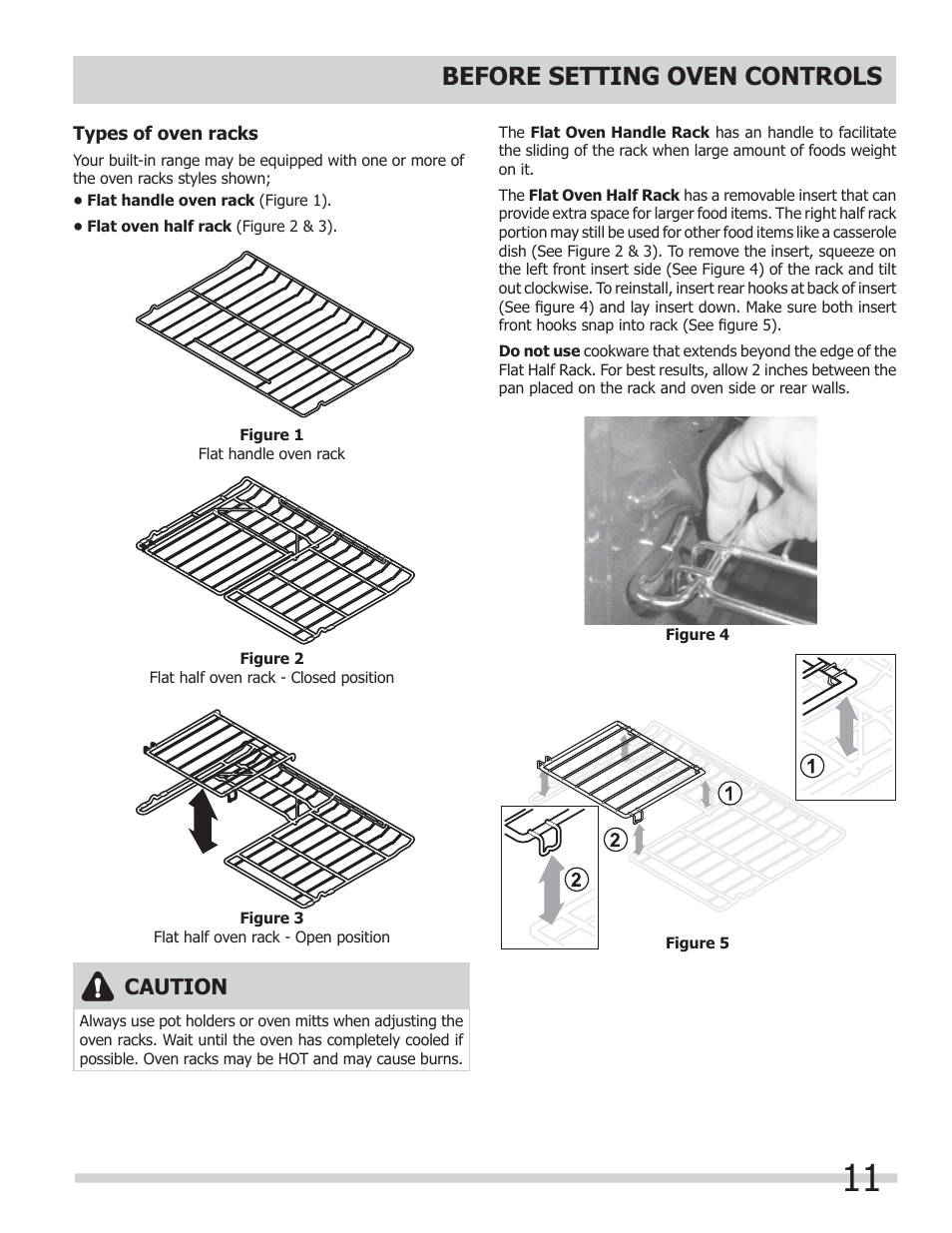 Before setting oven controls, Caution | FRIGIDAIRE FGGF304DLB User Manual | Page 11 / 36