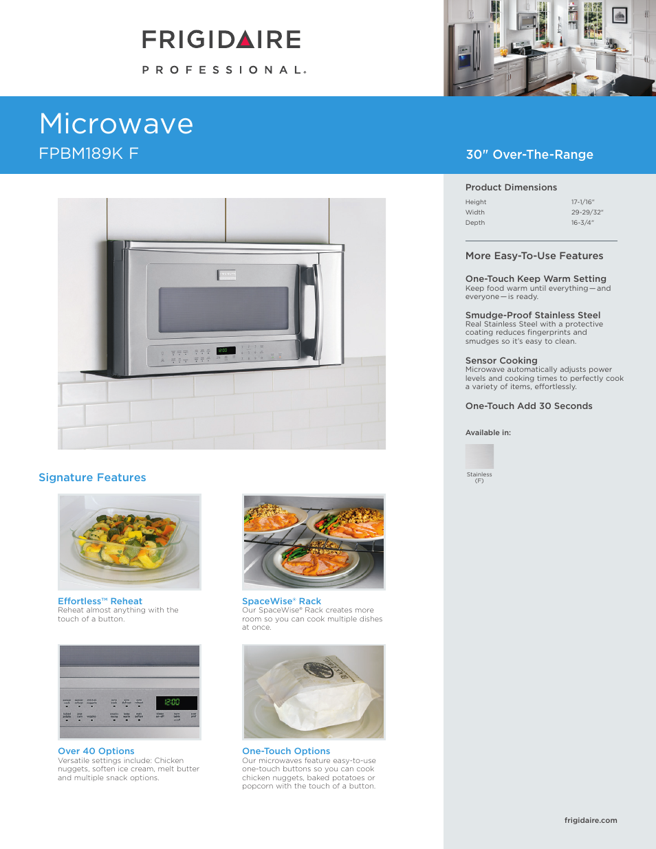 FRIGIDAIRE FPBM189KF User Manual | 7 pages