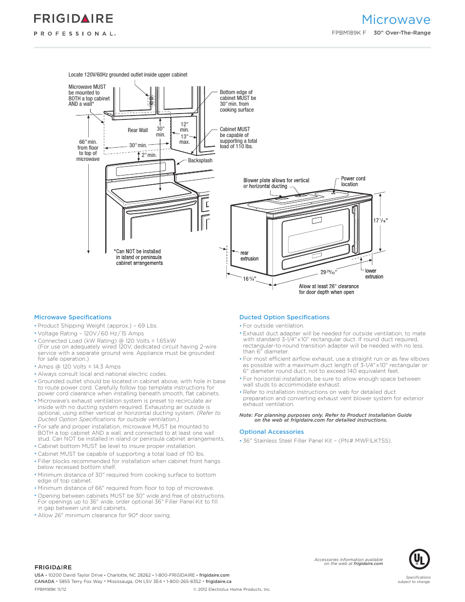 Microwave | FRIGIDAIRE FPBM189KF User Manual | Page 3 / 7