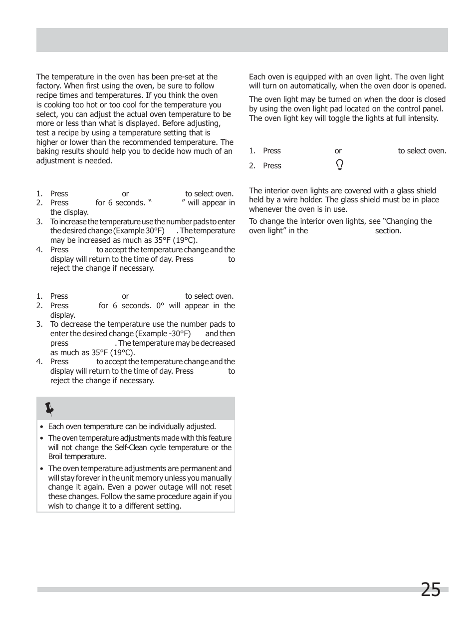 Setting oven controls | FRIGIDAIRE FGEF306TMB User Manual | Page 25 / 36