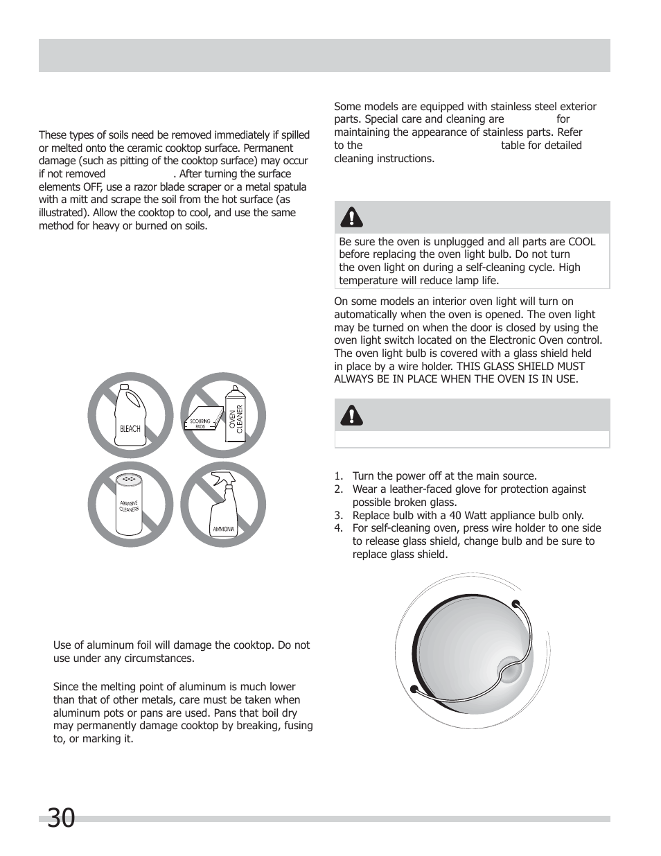 Care & cleaning, Caution | FRIGIDAIRE FGEF306TMB User Manual | Page 30 / 36