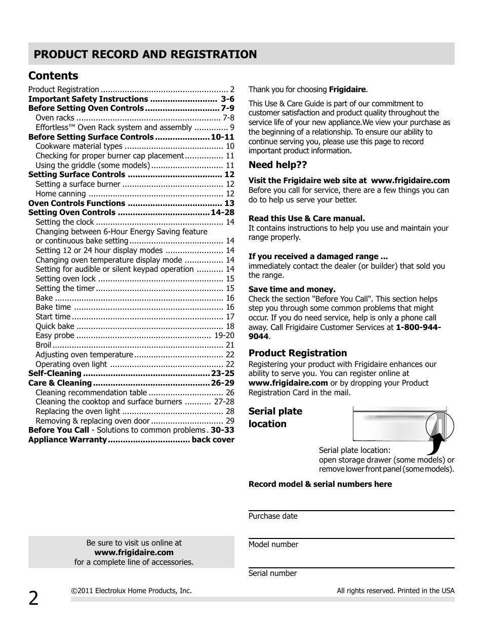 FRIGIDAIRE FGGF3032MB User Manual | Page 2 / 36