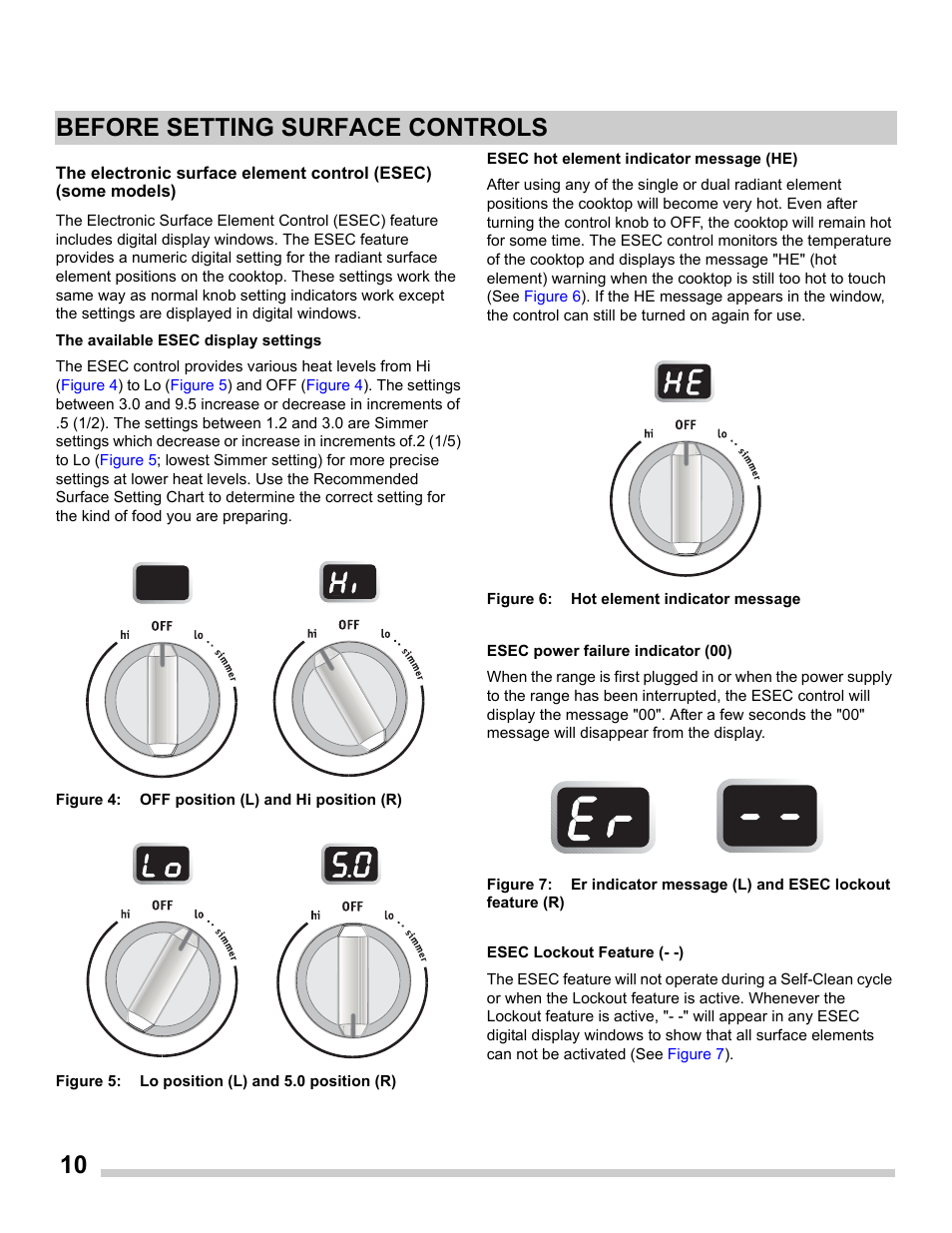 10 before setting surface controls | FRIGIDAIRE FGES3065PF User Manual | Page 10 / 55