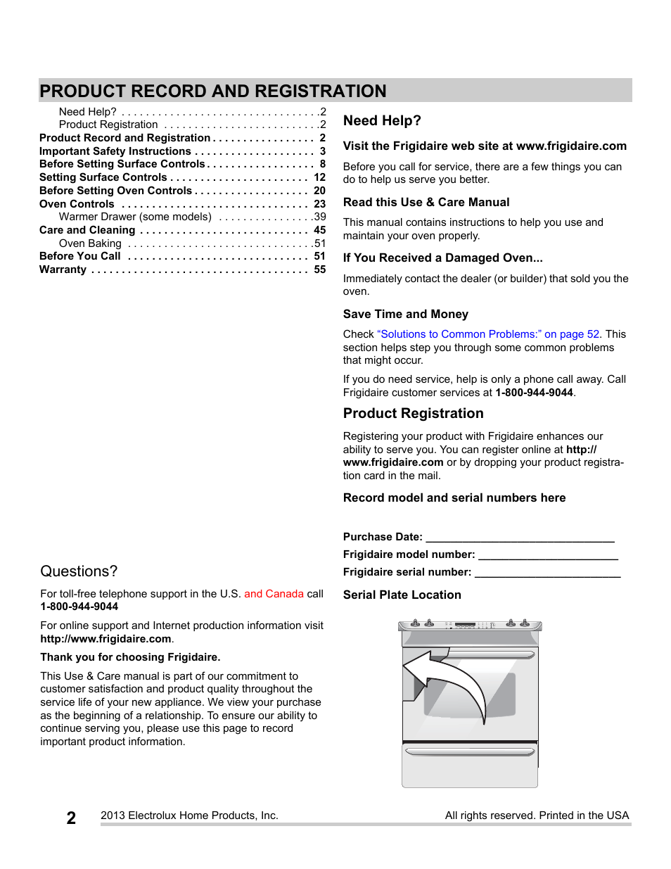 FRIGIDAIRE FGES3065PF User Manual | Page 2 / 55