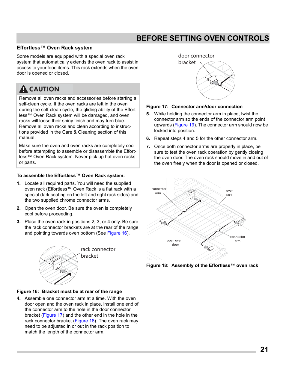 21 before setting oven controls, Caution | FRIGIDAIRE FGES3065PF User Manual | Page 21 / 55