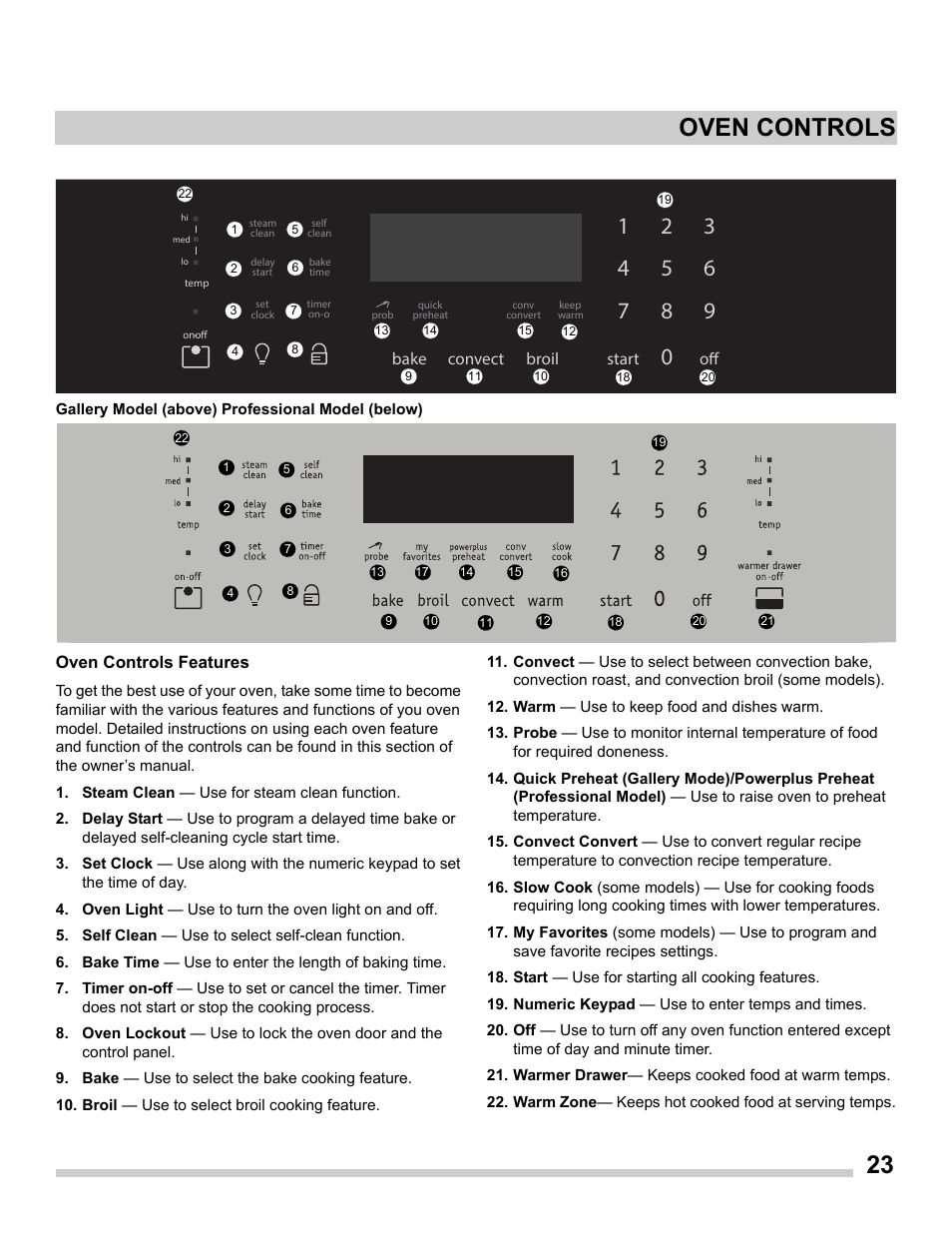 Oven controls | FRIGIDAIRE FGES3065PF User Manual | Page 23 / 55