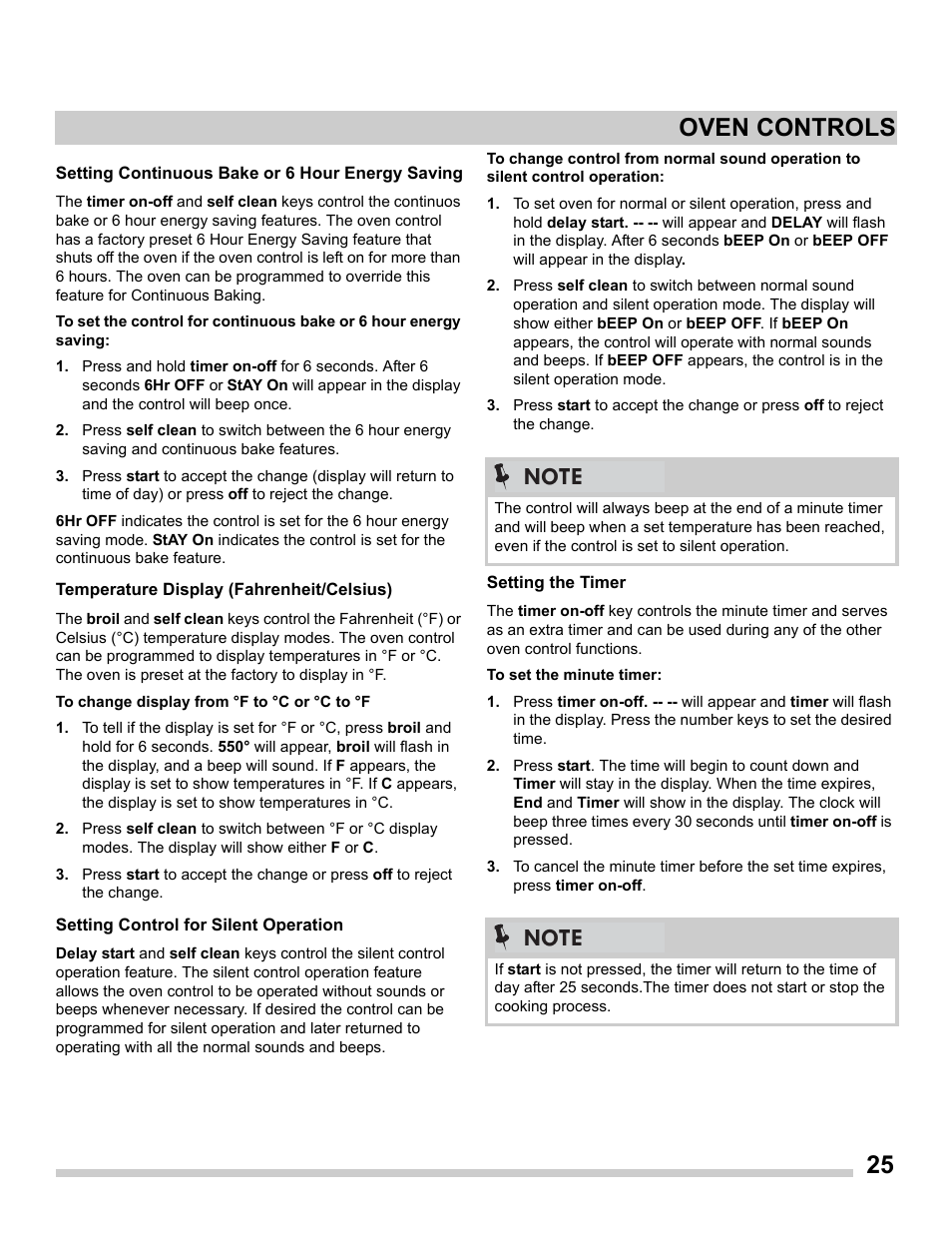 25 oven controls | FRIGIDAIRE FGES3065PF User Manual | Page 25 / 55
