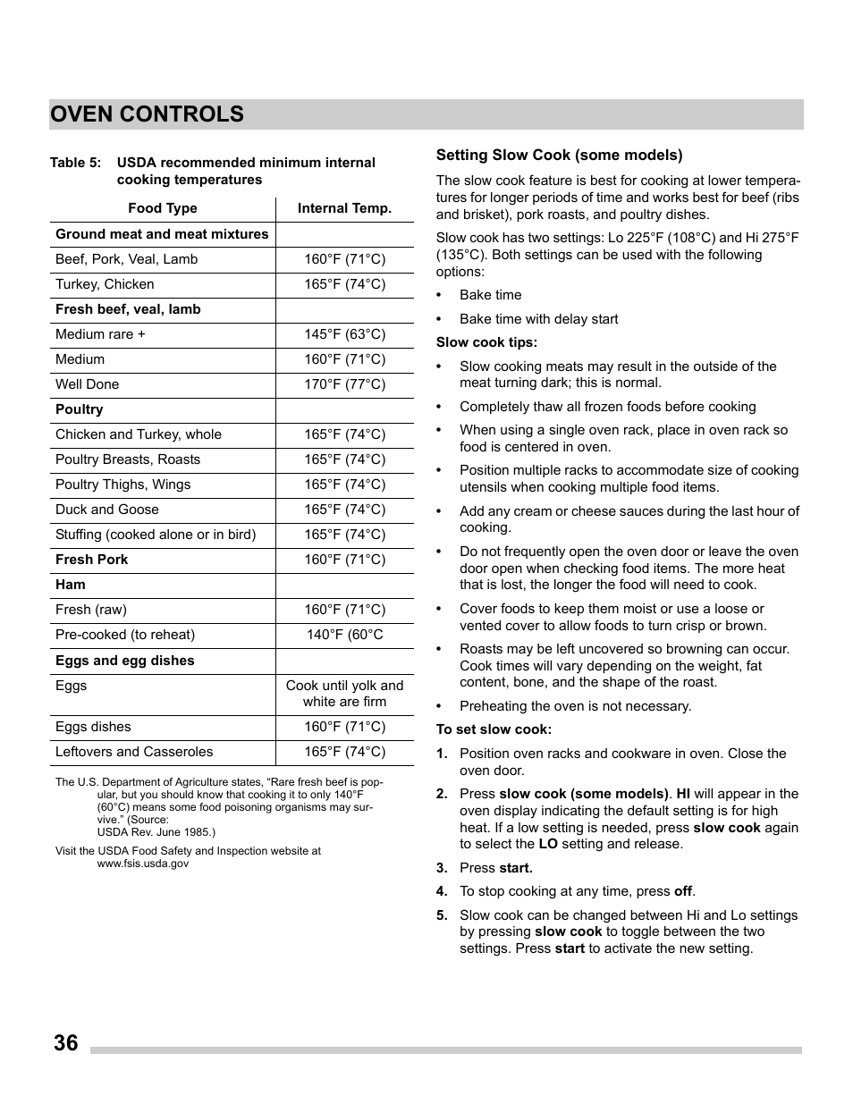 36 oven controls | FRIGIDAIRE FGES3065PF User Manual | Page 36 / 55