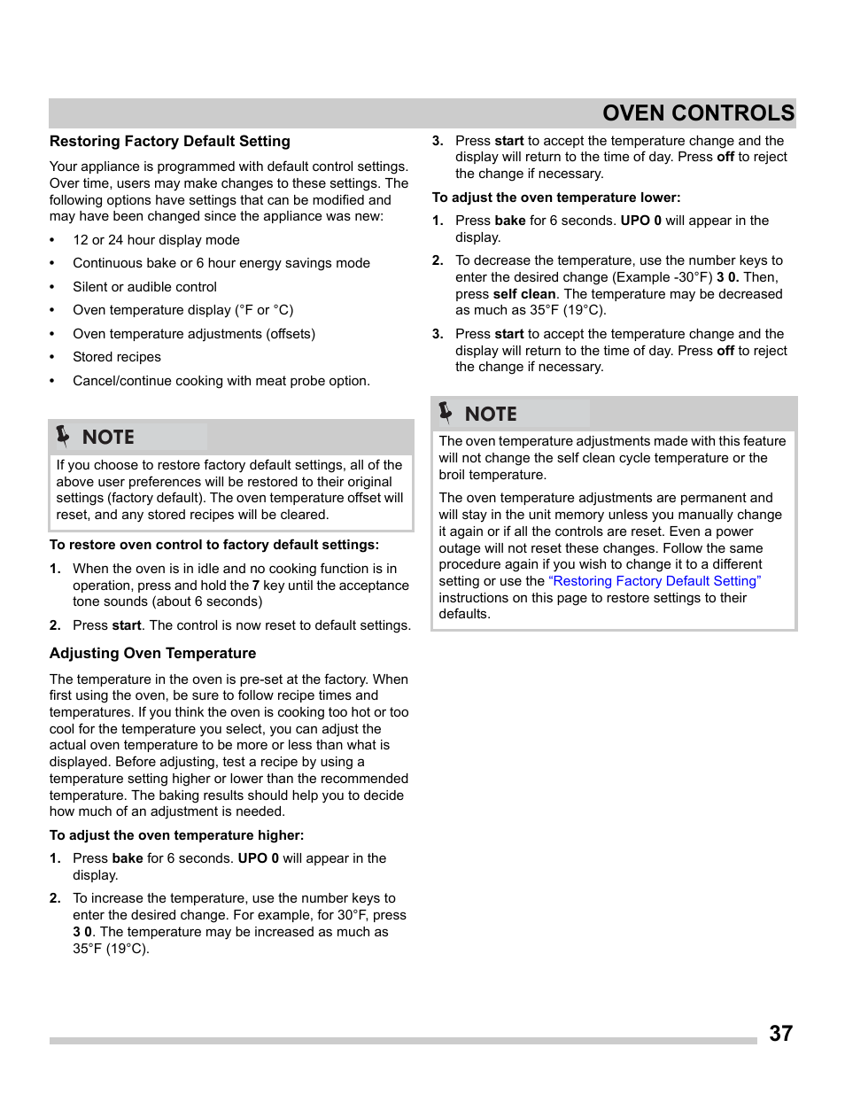 37 oven controls | FRIGIDAIRE FGES3065PF User Manual | Page 37 / 55