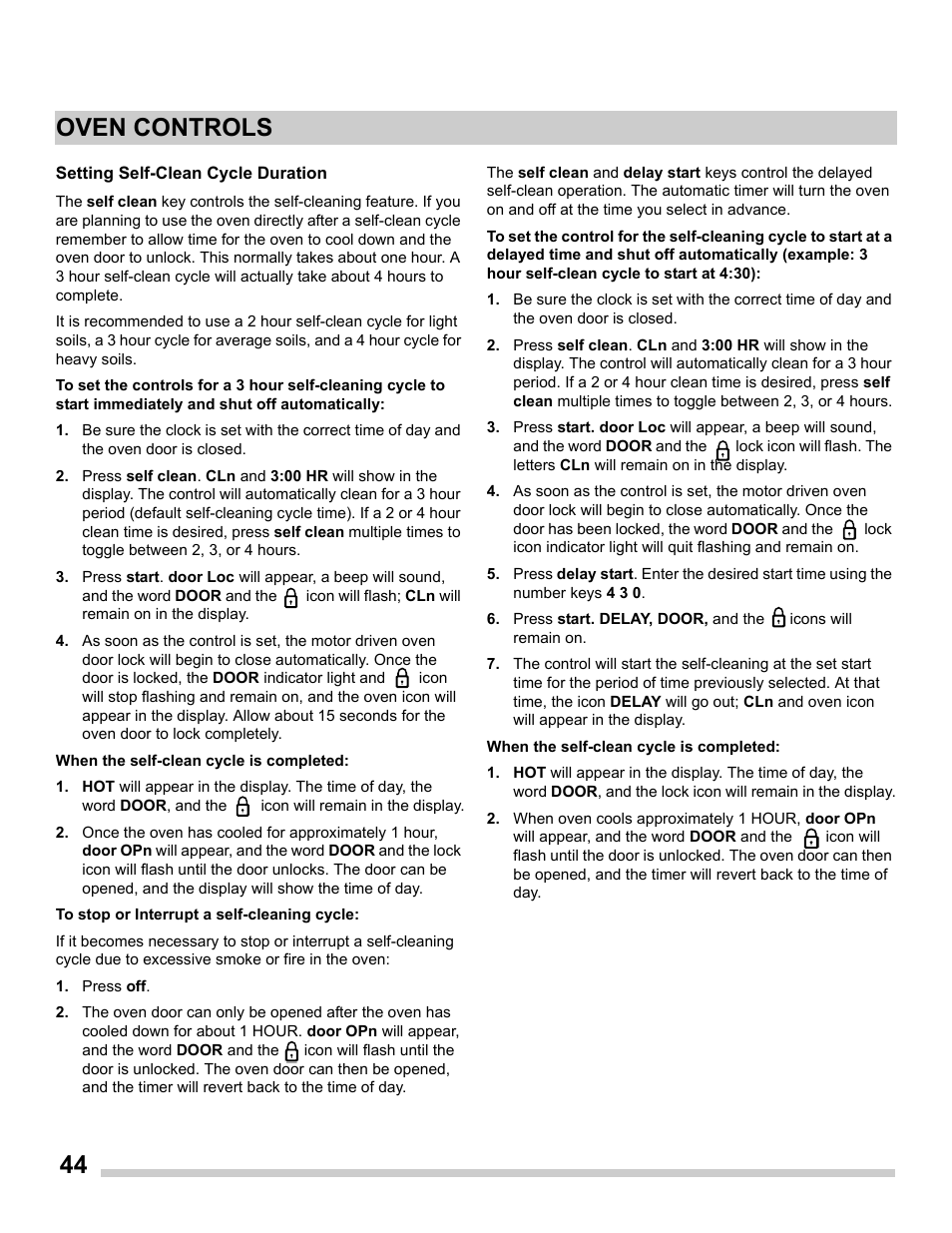 44 oven controls | FRIGIDAIRE FGES3065PF User Manual | Page 44 / 55