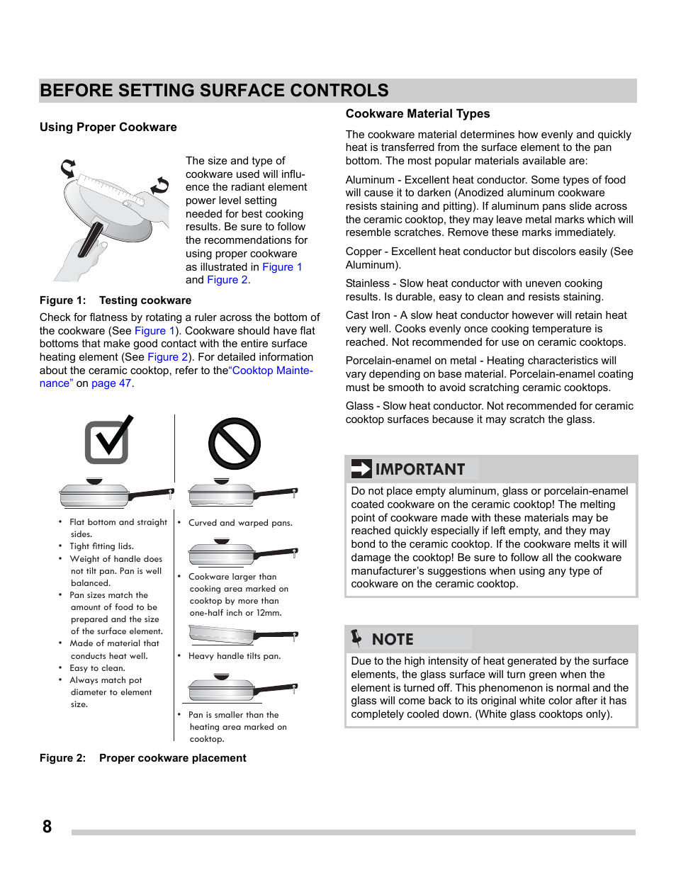 Before setting surface controls | FRIGIDAIRE FGES3065PF User Manual | Page 8 / 55