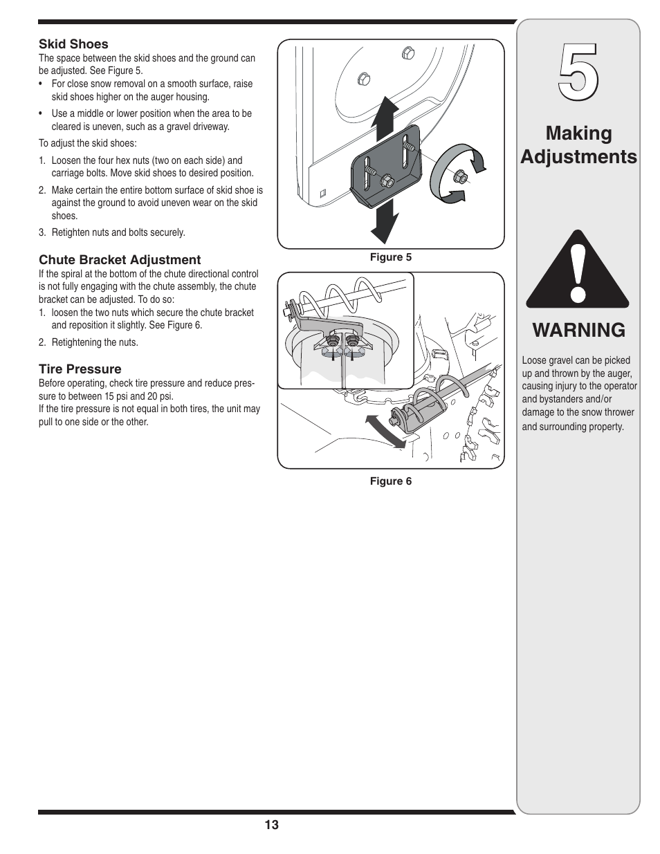 Making adjustments warning | MTD C Style User Manual | Page 13 / 28