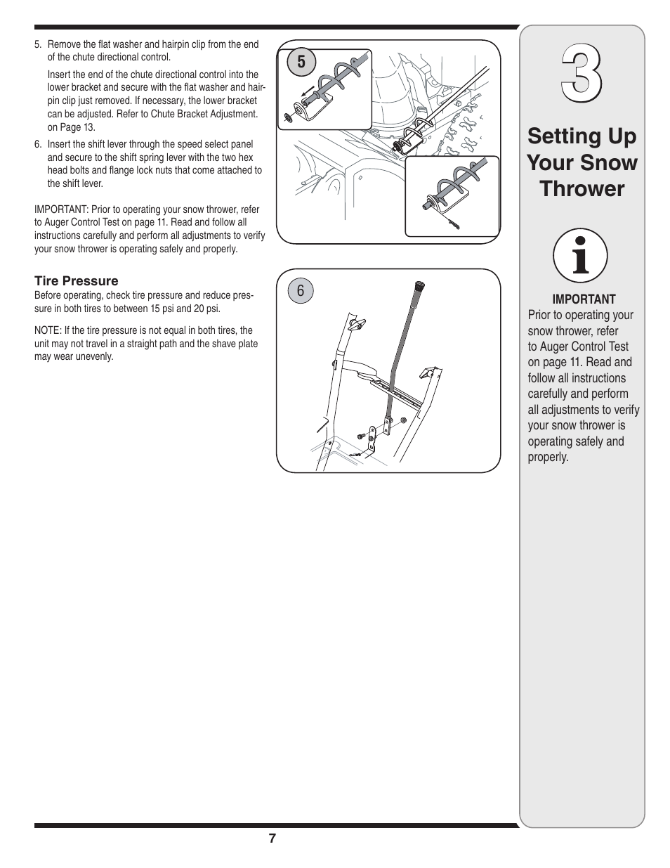 Setting up your snow thrower | MTD C Style User Manual | Page 7 / 28