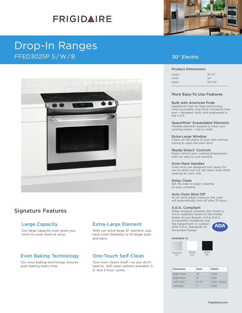 FRIGIDAIRE FFED3025PS User Manual | 7 pages