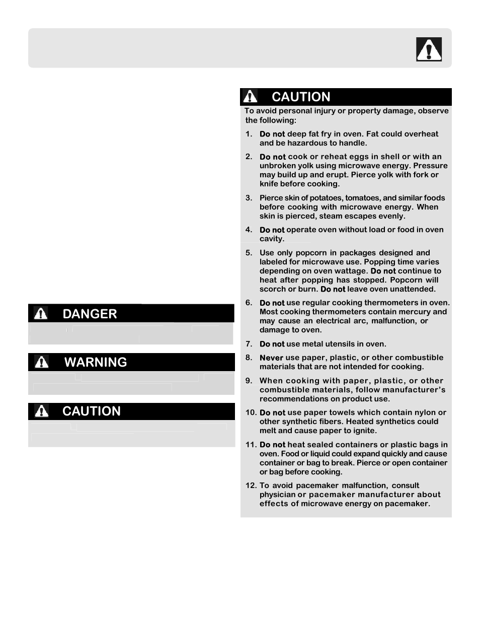 Important safety instructions, Save these instructions, Danger | Warning, Caution | FRIGIDAIRE FFCE2238LB User Manual | Page 3 / 22