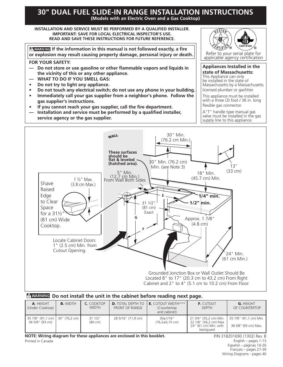 FRIGIDAIRE FGDS3065KW User Manual | 40 pages