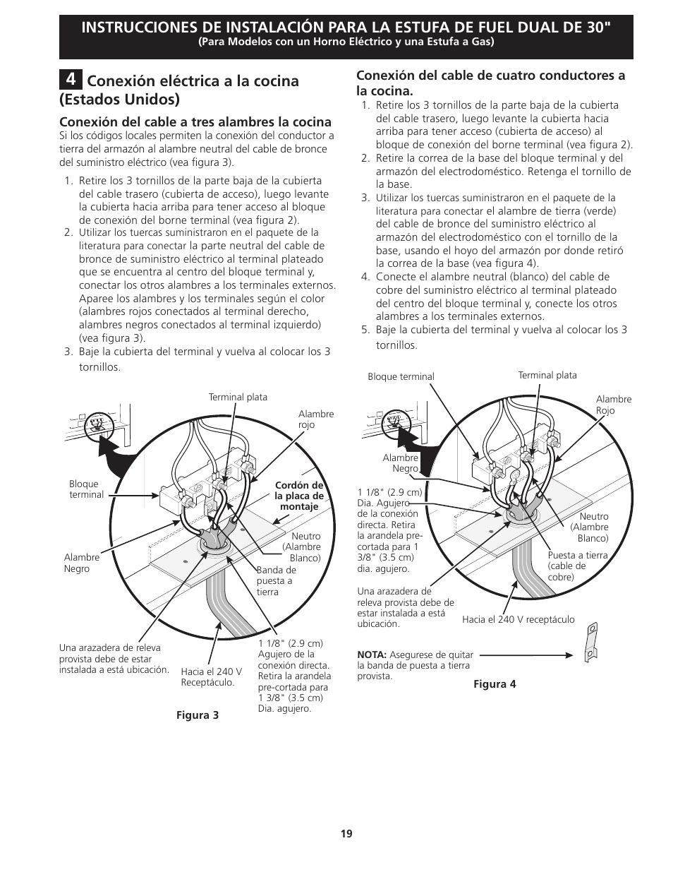 Conexión eléctrica a la cocina (estados unidos) | FRIGIDAIRE FGDS3065KW User Manual | Page 19 / 40