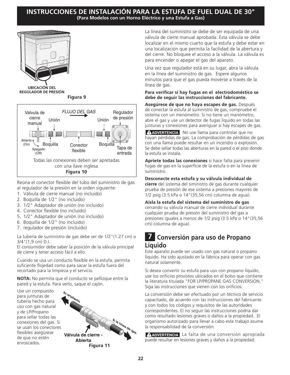 Conversión para uso de propano líquido | FRIGIDAIRE FGDS3065KW User Manual | Page 22 / 40
