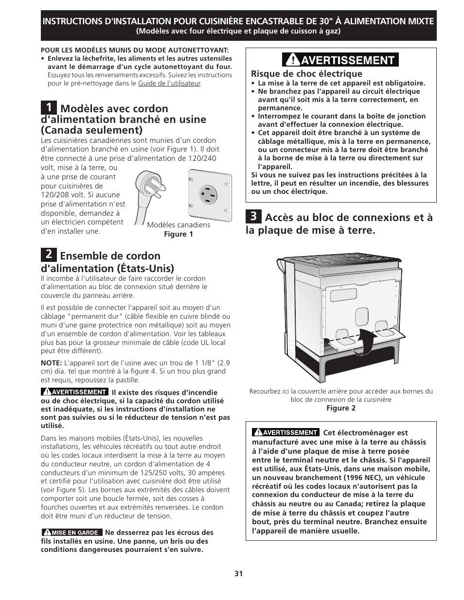 Ensemble de cordon d'alimentation (états‑unis) | FRIGIDAIRE FGDS3065KW User Manual | Page 31 / 40