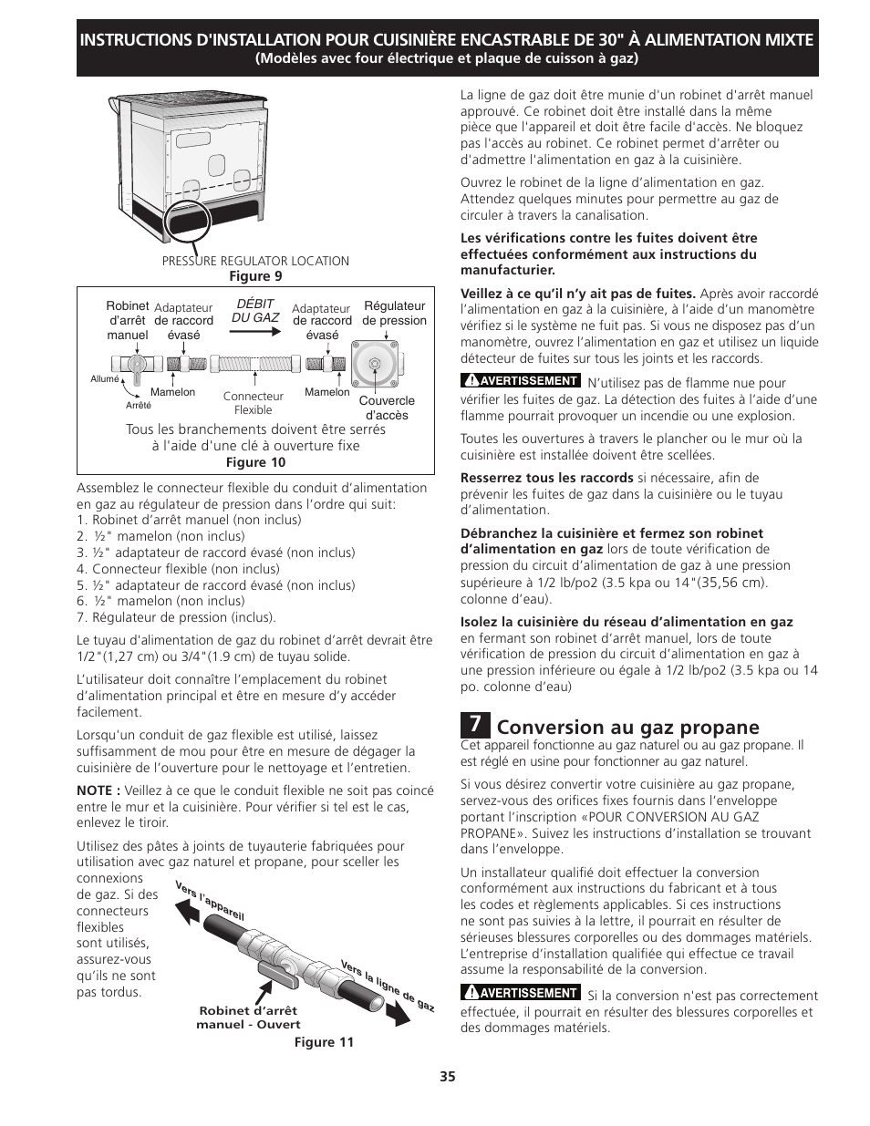 Conversion au gaz propane | FRIGIDAIRE FGDS3065KW User Manual | Page 35 / 40