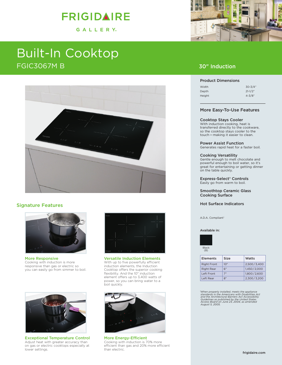 FRIGIDAIRE FGIC3067MB User Manual | 5 pages