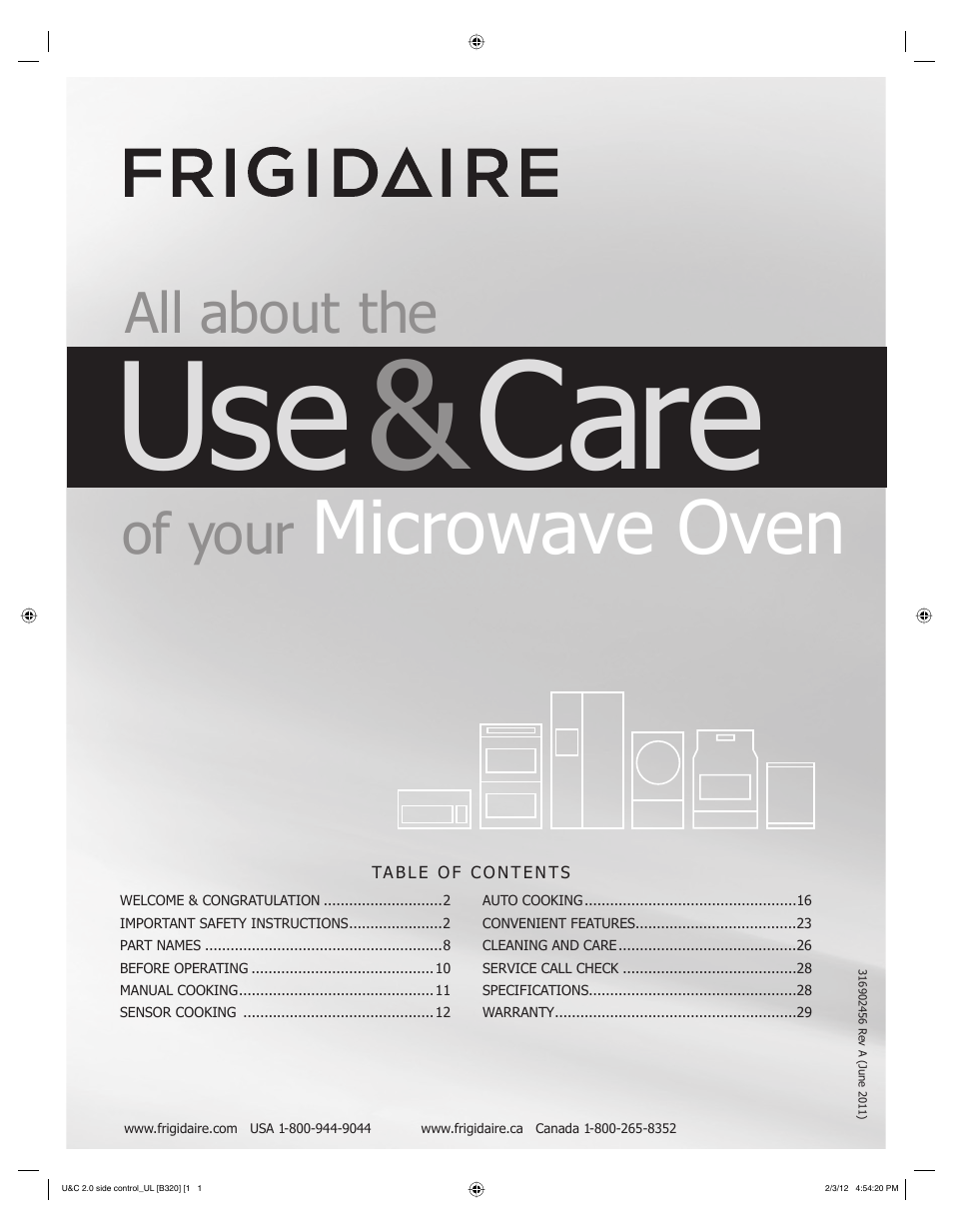 FRIGIDAIRE FGMV205KF User Manual | 29 pages