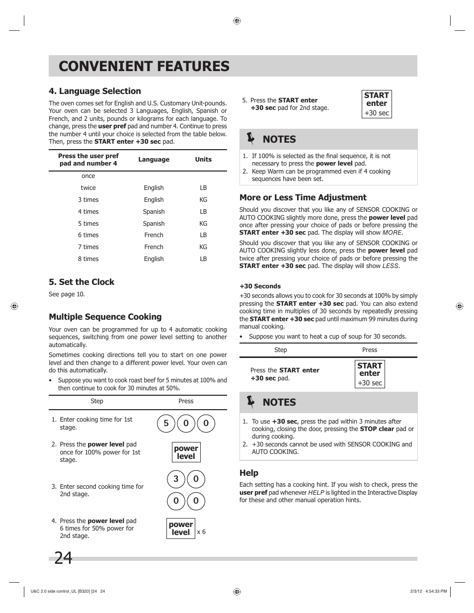 Convenient features | FRIGIDAIRE FGMV205KF User Manual | Page 24 / 29