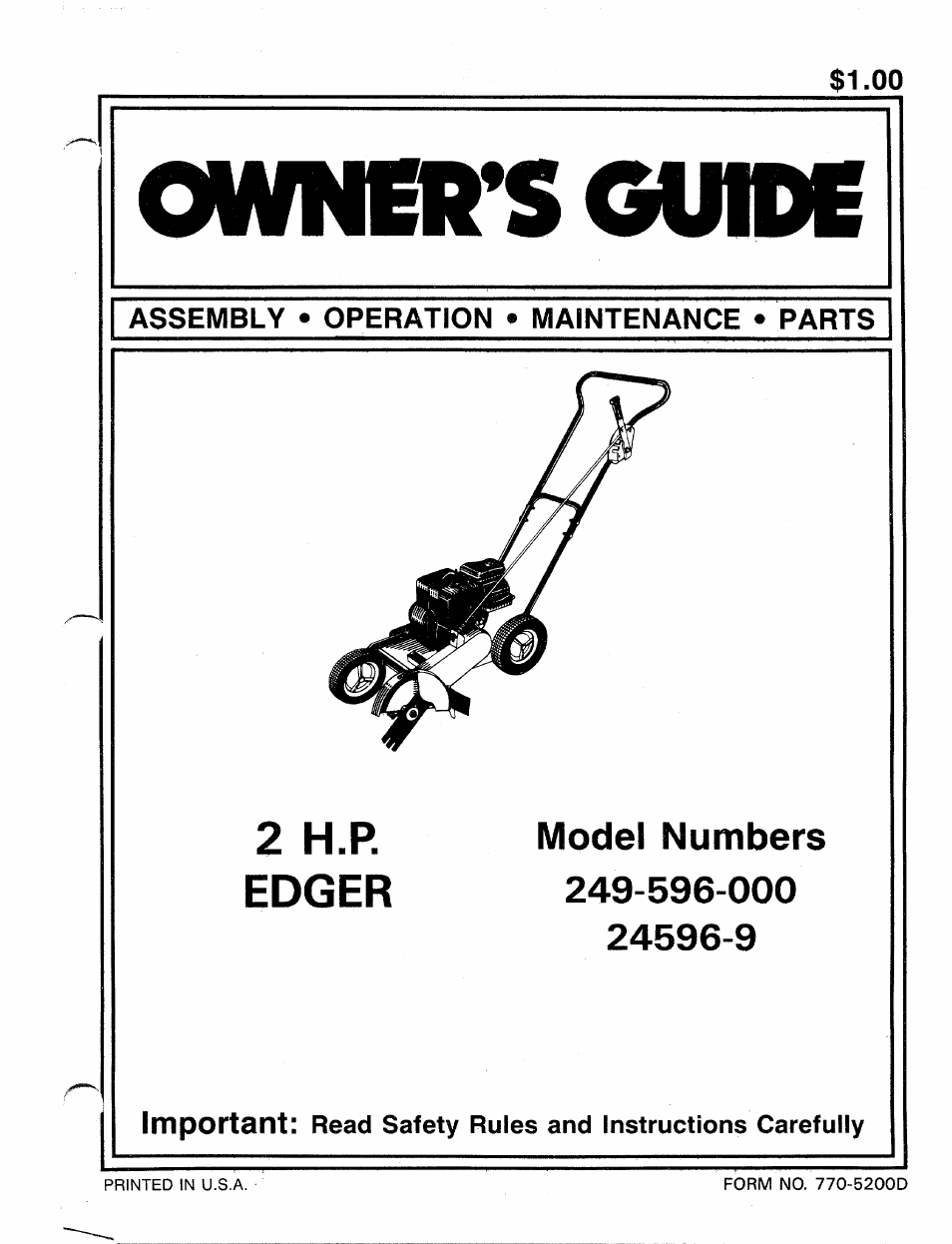 Bolens 24596-9 User Manual | 12 pages