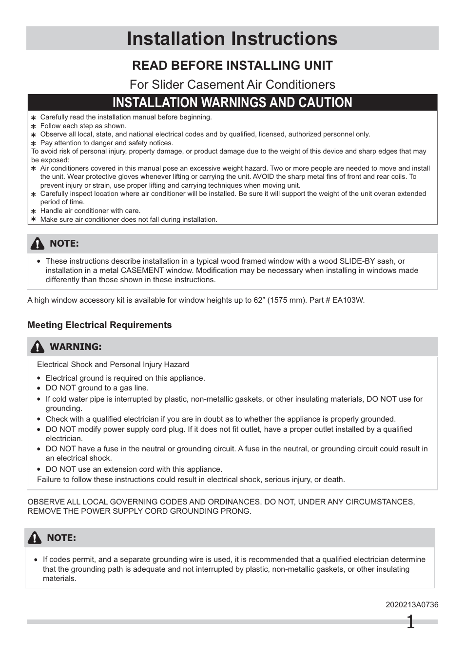 FRIGIDAIRE FRA084KT7 User Manual | 8 pages