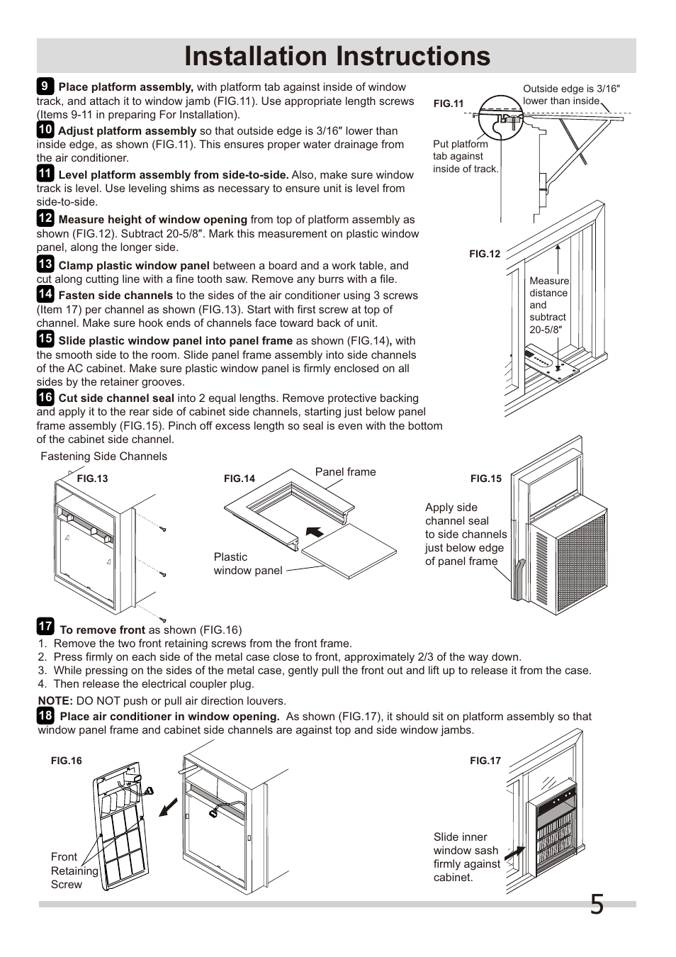 5installation instructions | FRIGIDAIRE FRA084KT7 User Manual | Page 5 / 8