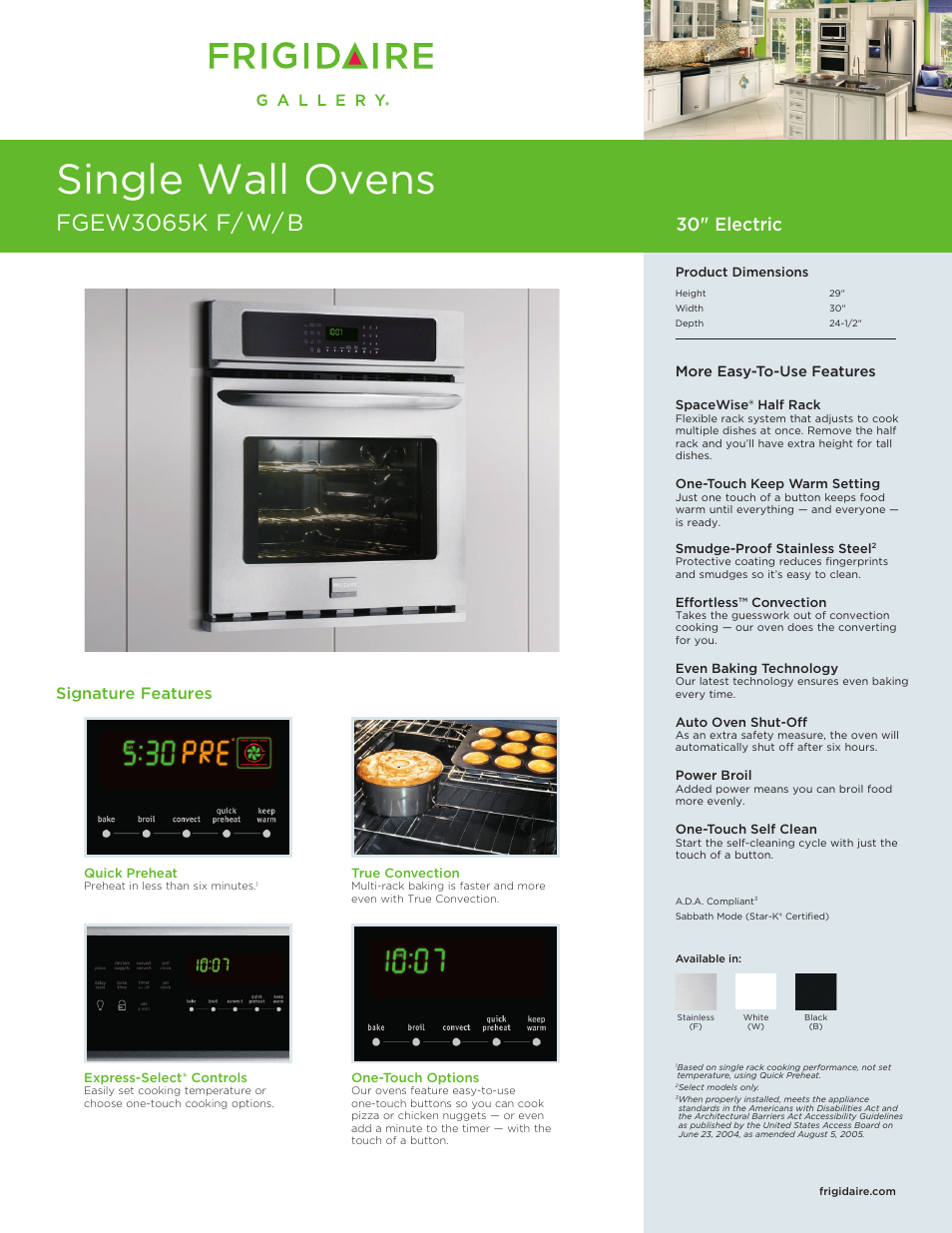 FRIGIDAIRE FGEW3065KW User Manual | 12 pages