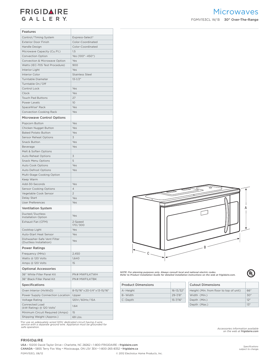 Microwaves | FRIGIDAIRE FGMV153CLW User Manual | Page 2 / 7