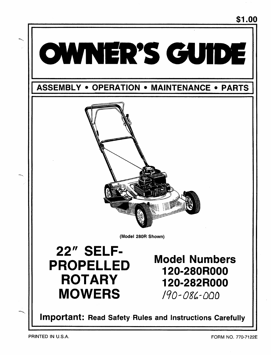 Bolens 120-280R000 User Manual | 20 pages