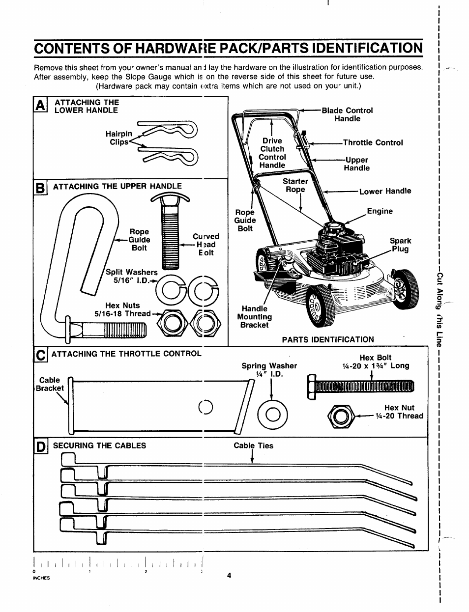 Contents of hardwafie pack/parts identification, Rizir, Rnil | Bolens 120-280R000 User Manual | Page 4 / 20