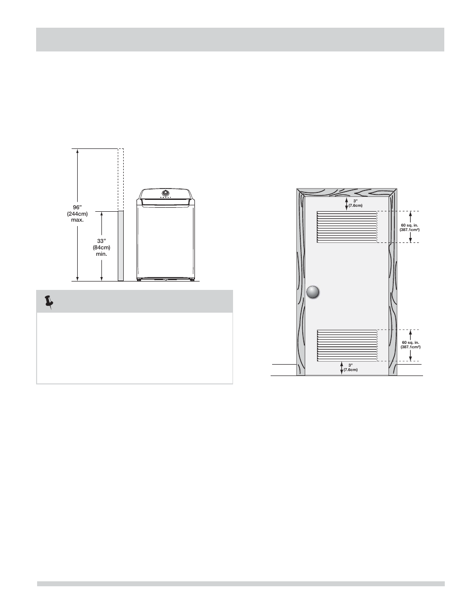 Exigences d’installation, Remarque | FRIGIDAIRE Affinity Washer FAHE1011MW User Manual | Page 15 / 32