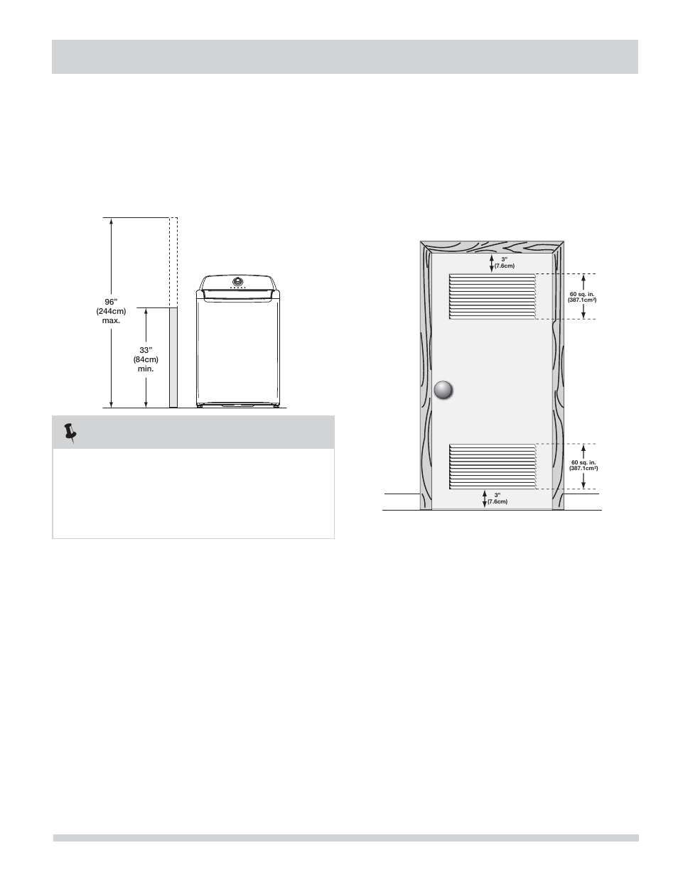 Requisitos de instalación, Nota | FRIGIDAIRE Affinity Washer FAHE1011MW User Manual | Page 25 / 32