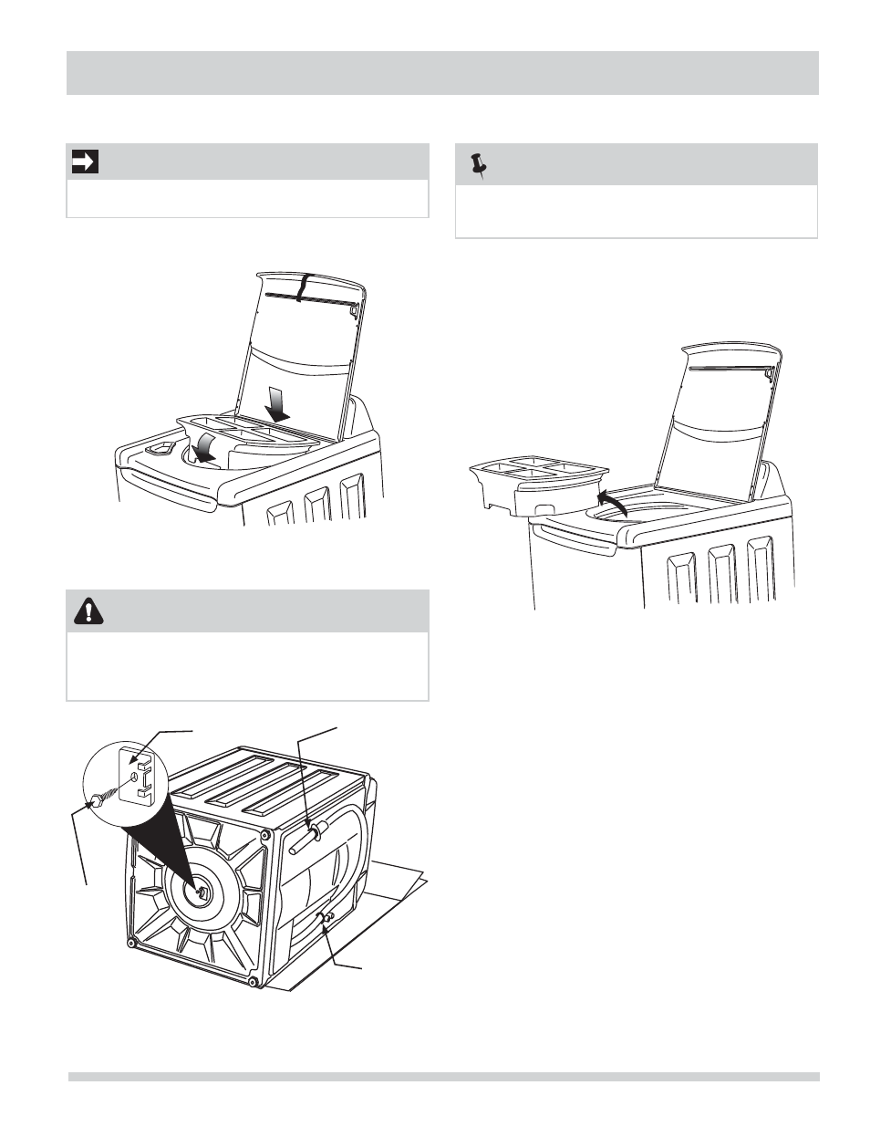 Desembalaje de la lavadora, Nota, Importante | Precaución | FRIGIDAIRE Affinity Washer FAHE1011MW User Manual | Page 27 / 32