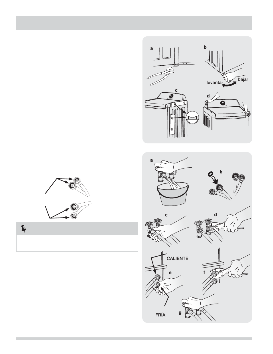 Instrucciones de instalación, Nota | FRIGIDAIRE Affinity Washer FAHE1011MW User Manual | Page 28 / 32