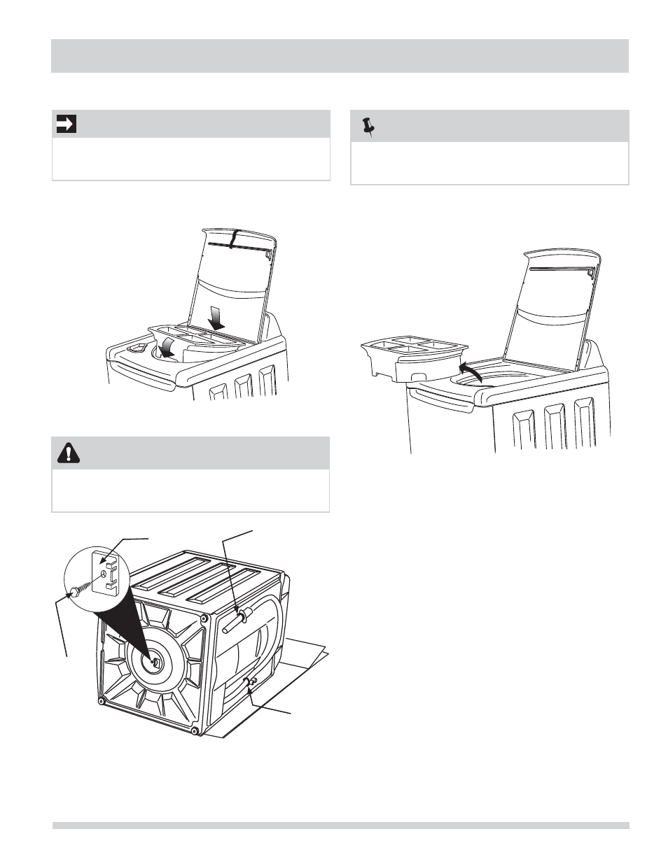 Unpacking washer, Important, Caution | FRIGIDAIRE Affinity Washer FAHE1011MW User Manual | Page 7 / 32