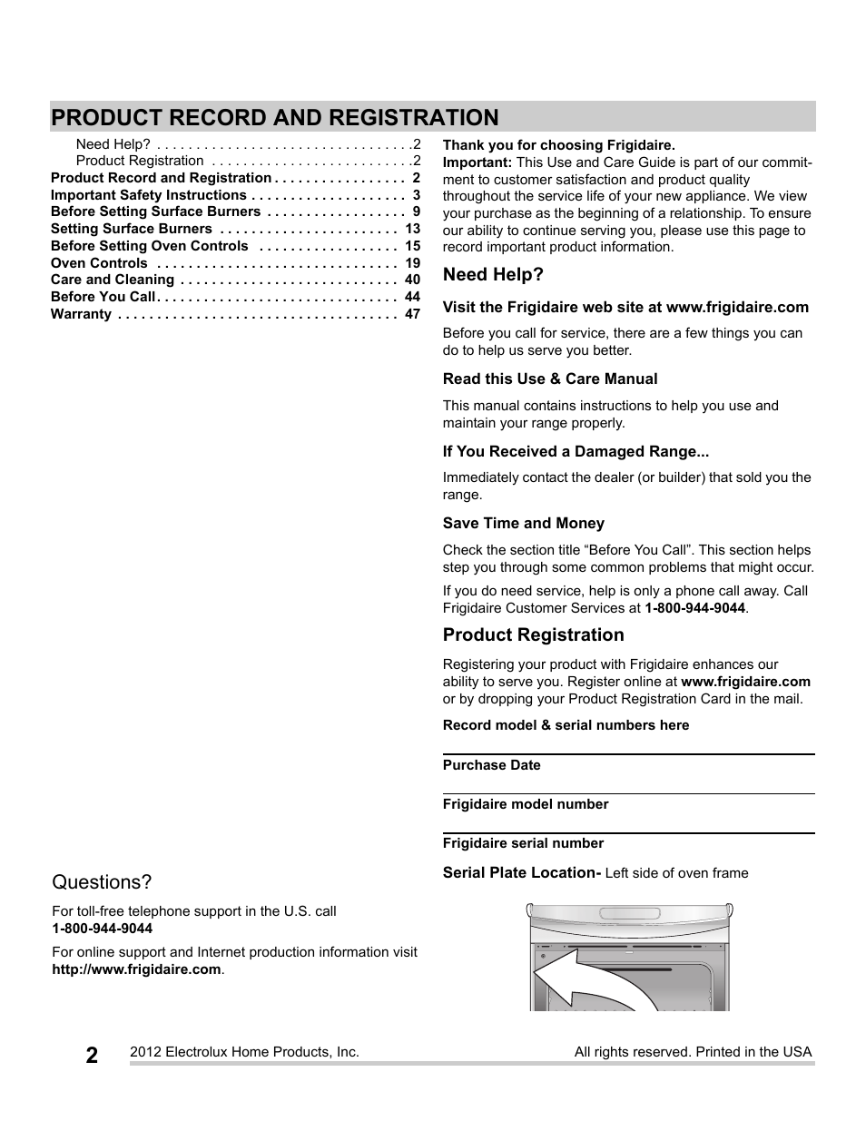 FRIGIDAIRE FGDS3065PF User Manual | Page 2 / 48