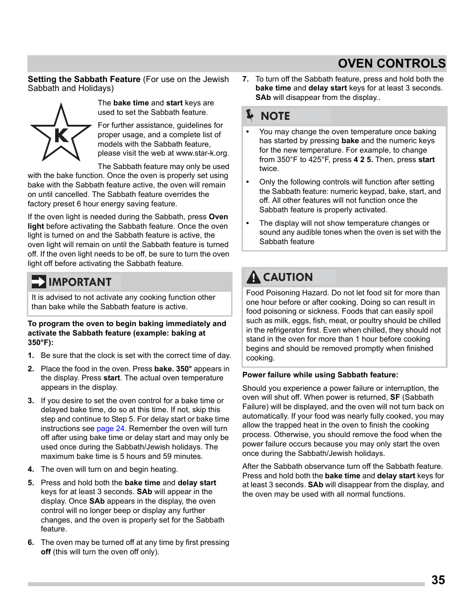 35 oven controls, Important | FRIGIDAIRE FGDS3065PF User Manual | Page 35 / 48