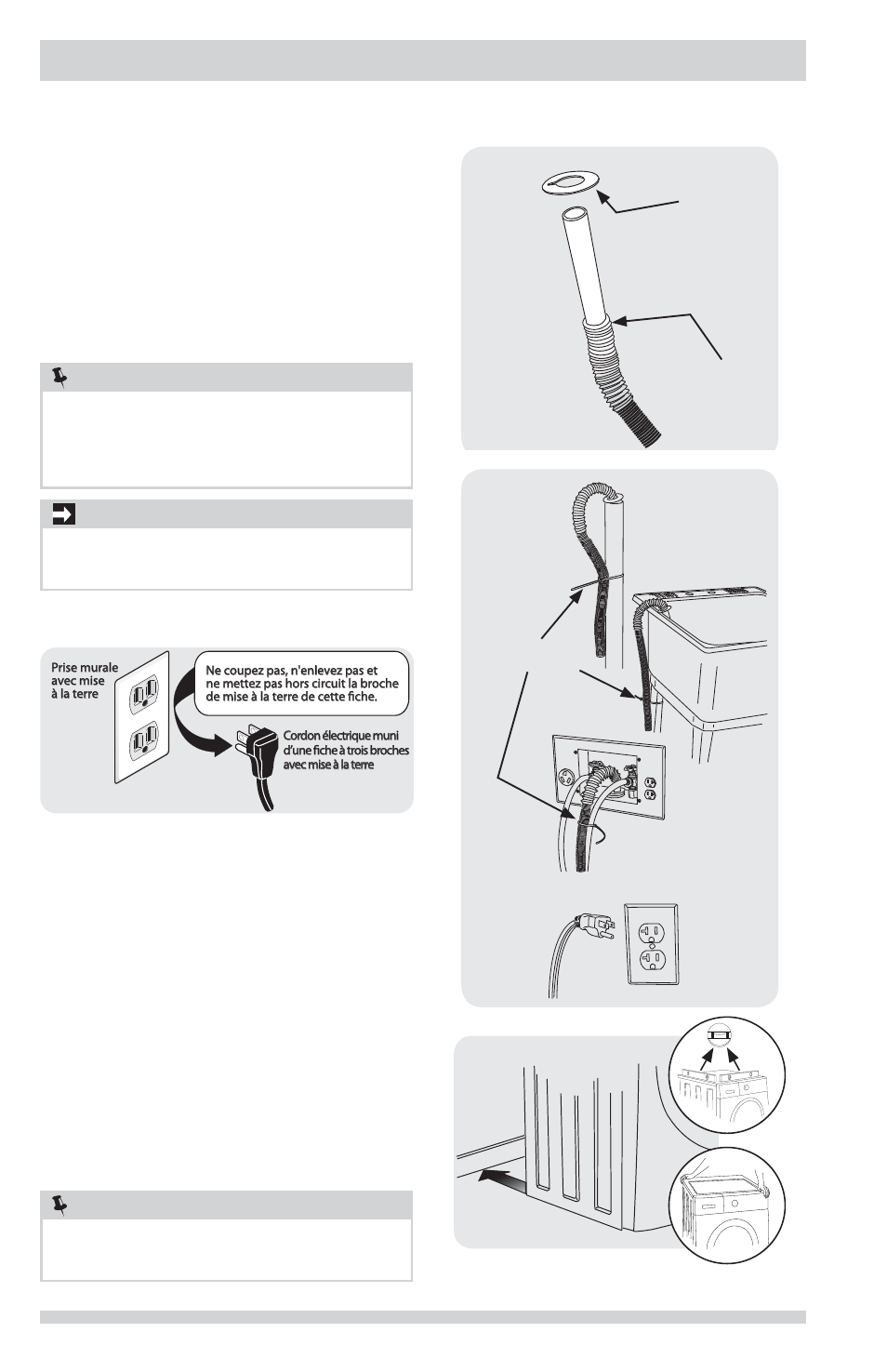 Instructions d’installation, Remarque, Important | FRIGIDAIRE FAFW3801LW User Manual | Page 22 / 36