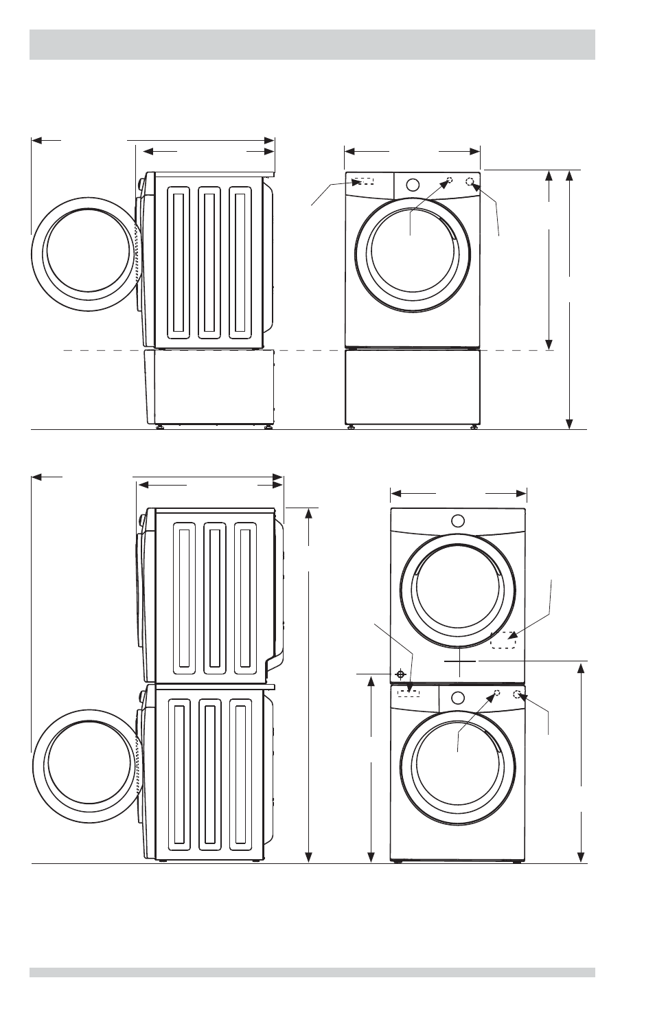 Requisitos de instalación, Dimensiones de la lavadora | FRIGIDAIRE FAFW3801LW User Manual | Page 30 / 36