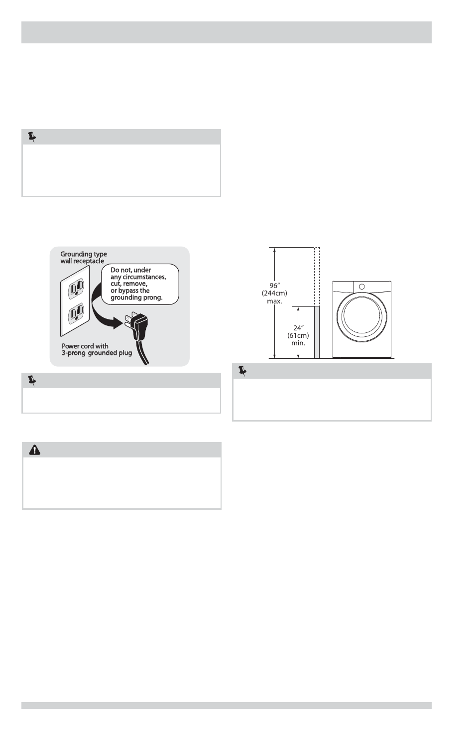 Installation requirements, Warning | FRIGIDAIRE FAFW3801LW User Manual | Page 4 / 36