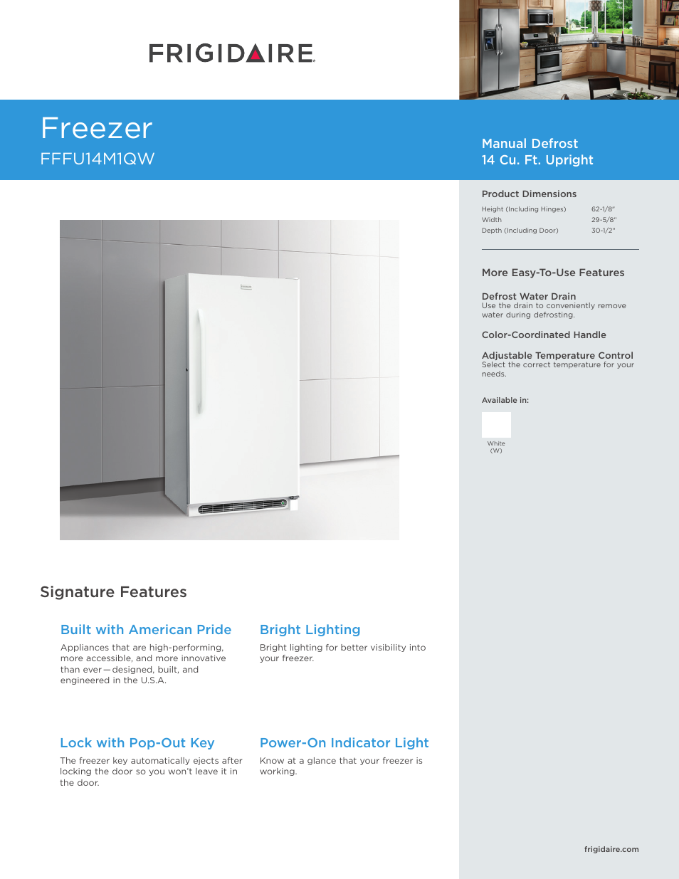 FRIGIDAIRE FFFU14M1QW User Manual | 3 pages