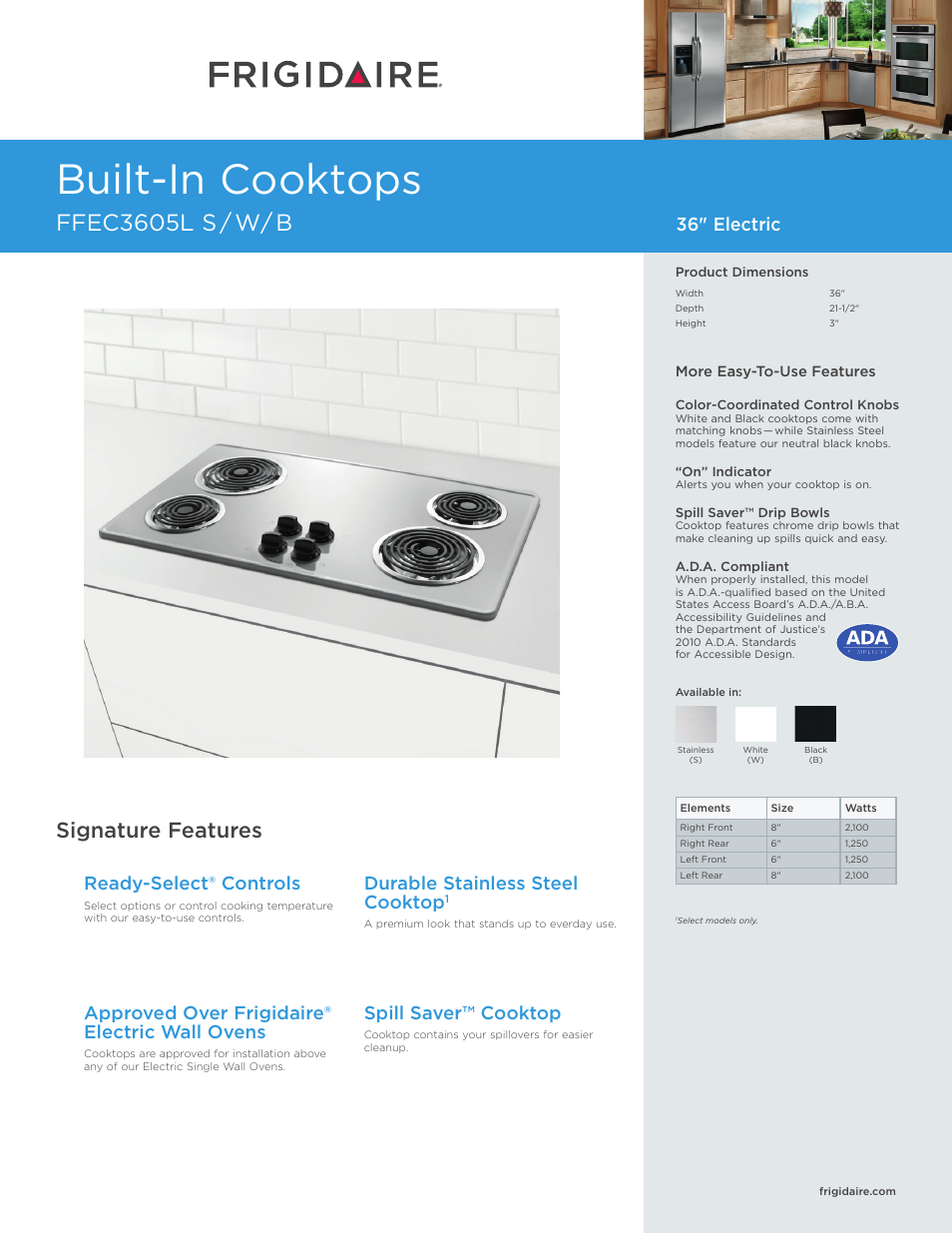 FRIGIDAIRE FFEC3605LB User Manual | 5 pages
