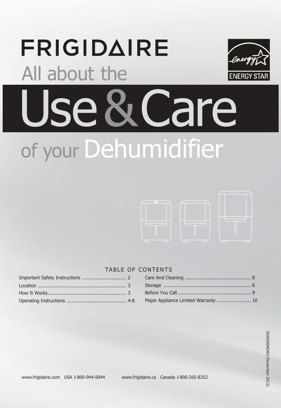 FRIGIDAIRE FAD704DWD User Manual | 10 pages