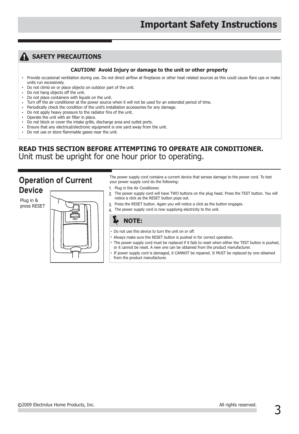 Important safety instructions | FRIGIDAIRE FFRA0522Q1 User Manual | Page 3 / 11